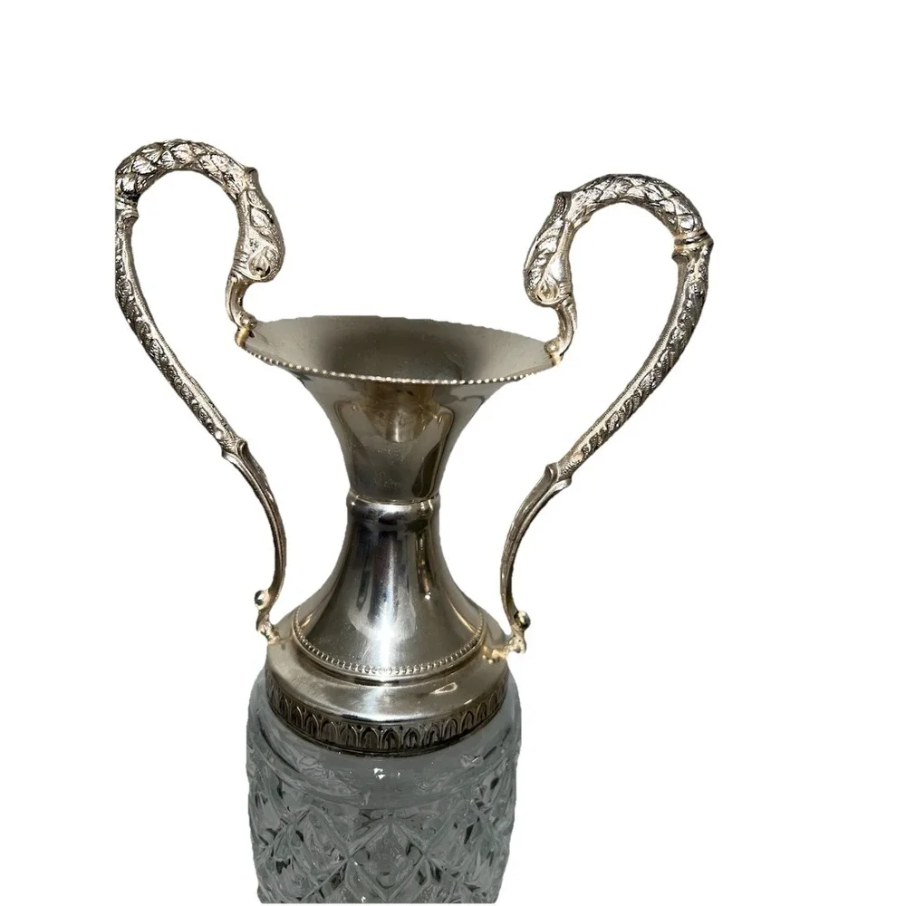 (…6)Vintage Hallmarked Silverplated & Glass 1940's Italian Figural Vase
